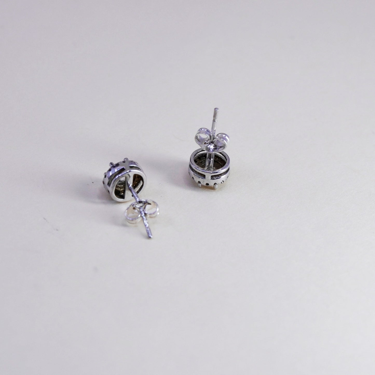 8mm, Vintage sterling silver genuine cz studs, fashion minimalist earrings