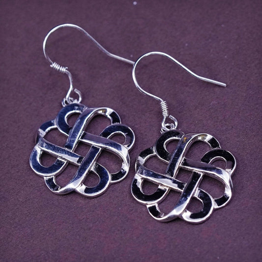 vtg Sterling silver Irish knot handmade dangles, 925 earrings, silver tested
