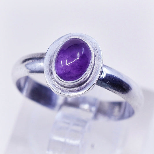 Size 7.5, vintage Sterling 925 silver handmade cocktail ring with amethyst