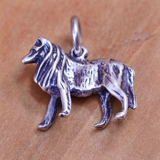 Vintage Sterling silver handmade charm, 925 dog Shepard pendant