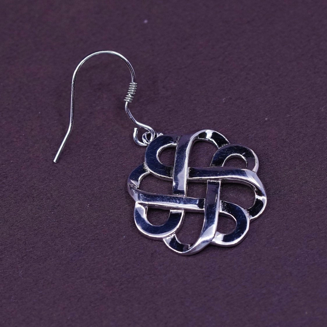 vtg Sterling silver Irish knot handmade dangles, 925 earrings, silver tested