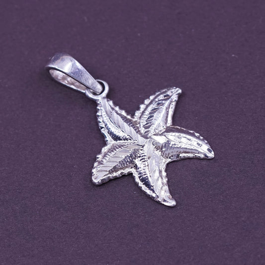 Vintage sterling silver handmade pendant, 925 star, starfish, unique