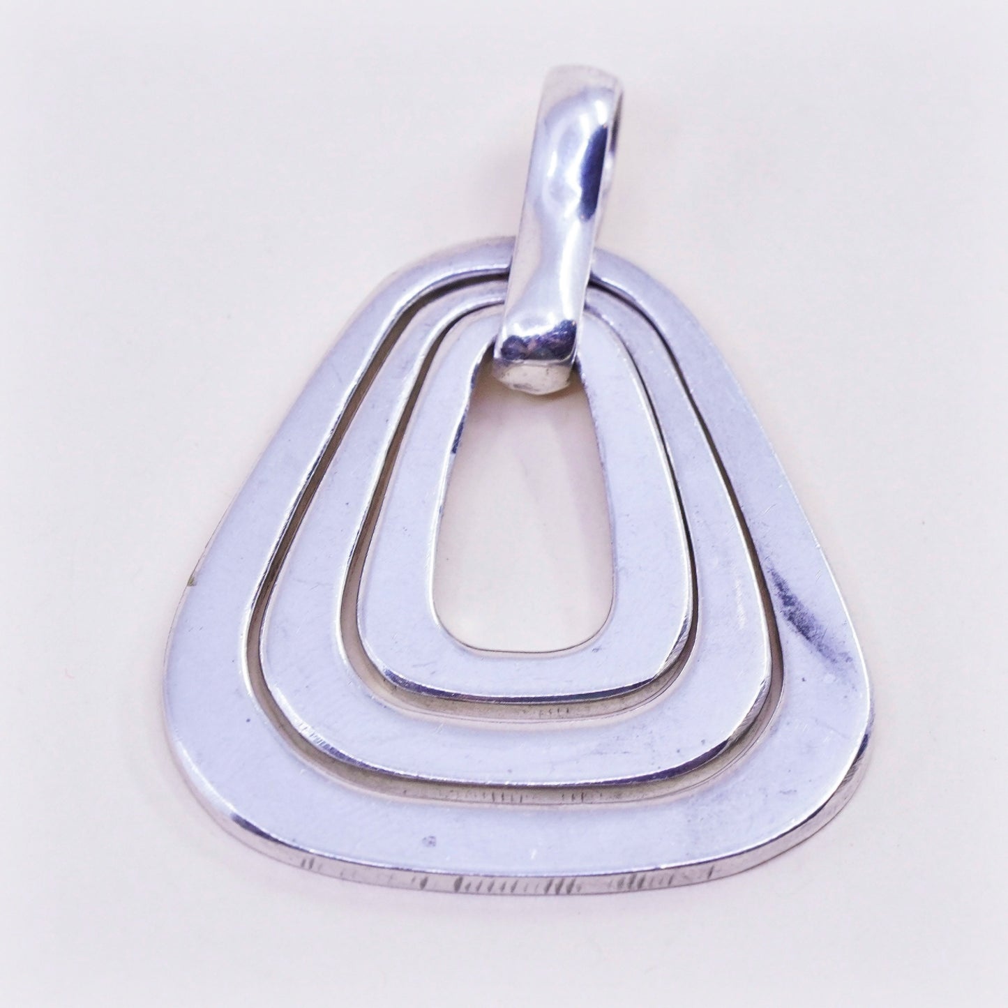 vintage sterling silver handmade pendant, triple 925 teardrop charm