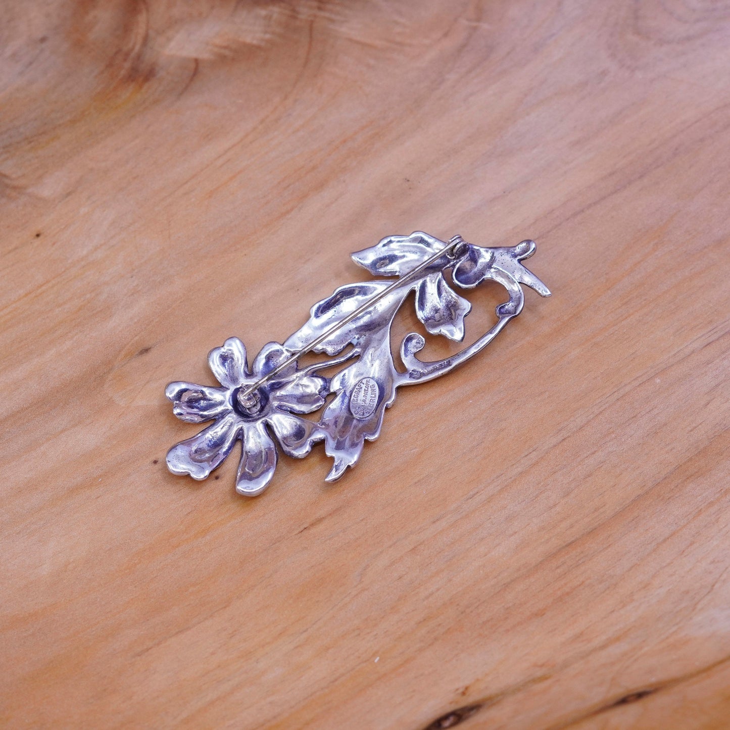 Vintage danecraft handmade sterling 925 silver flower brooch