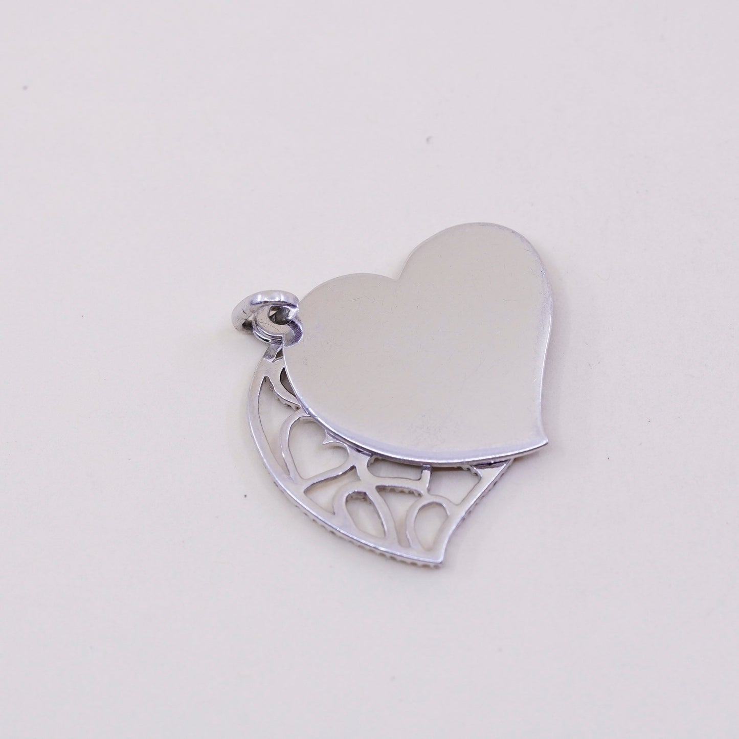 vintage JWBR Sterling silver Pendant, 925 heart Pendant with real diamond