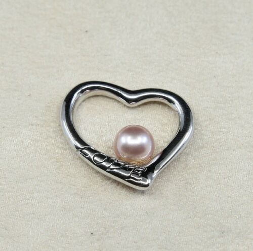 Vintage Sterling Silver Heart Pendant, Solid 925 Silver Heart W/ Pearl Details