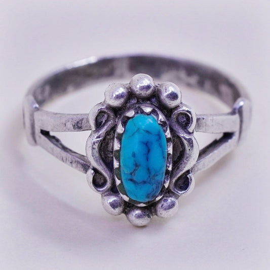 Size 5.25, sterling silver Native American handmade 925 silver ring turquoise