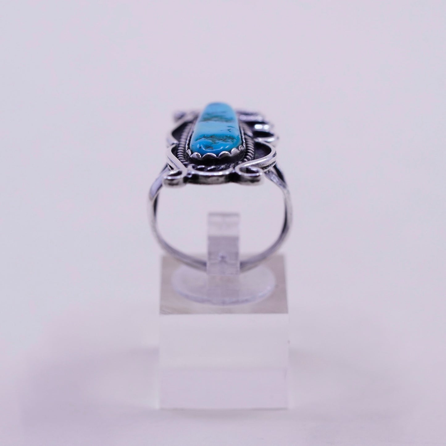 Size 7.75, Native American sterling 925 silver ring turquoise, southwestern