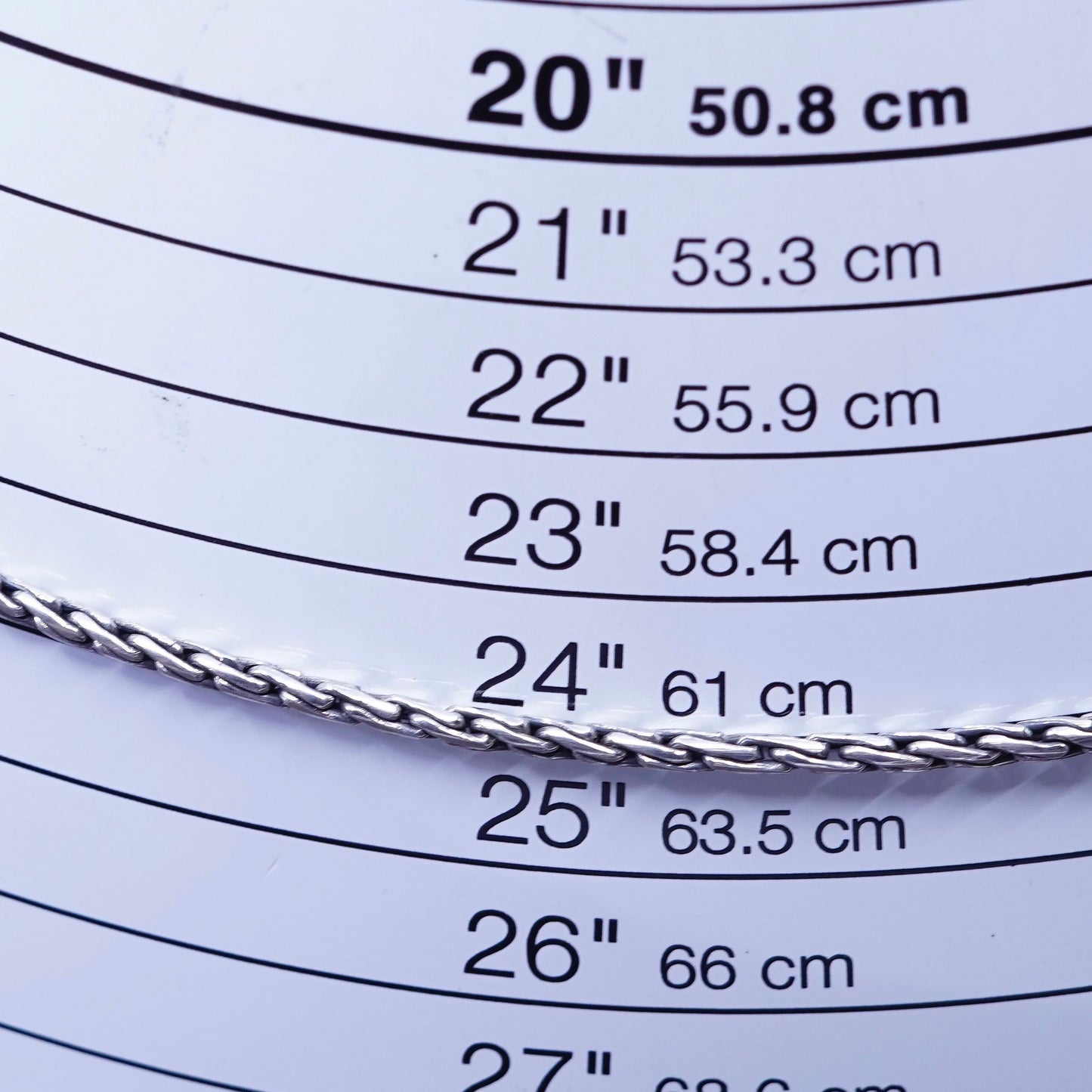 24”, 3mm, vintage Sterling silver handmade necklace, 925 rope snake chain