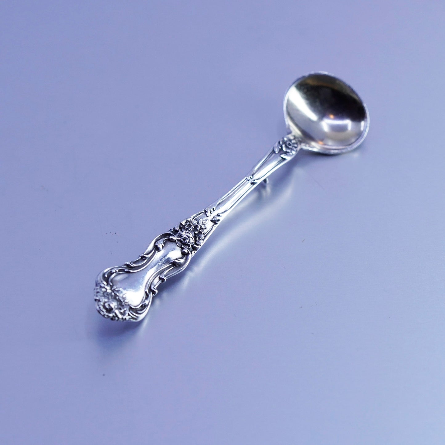 Vintage sterling silver handmade brooch, 925 mini spoon pin