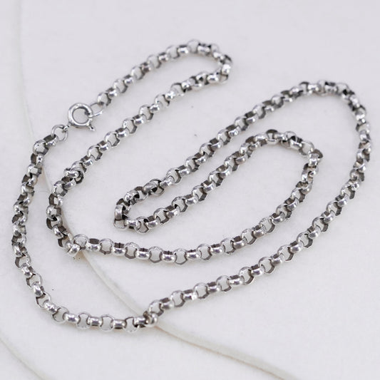 22” 5mm, vintage Italy Sterling 925 silver bold circle chain necklace