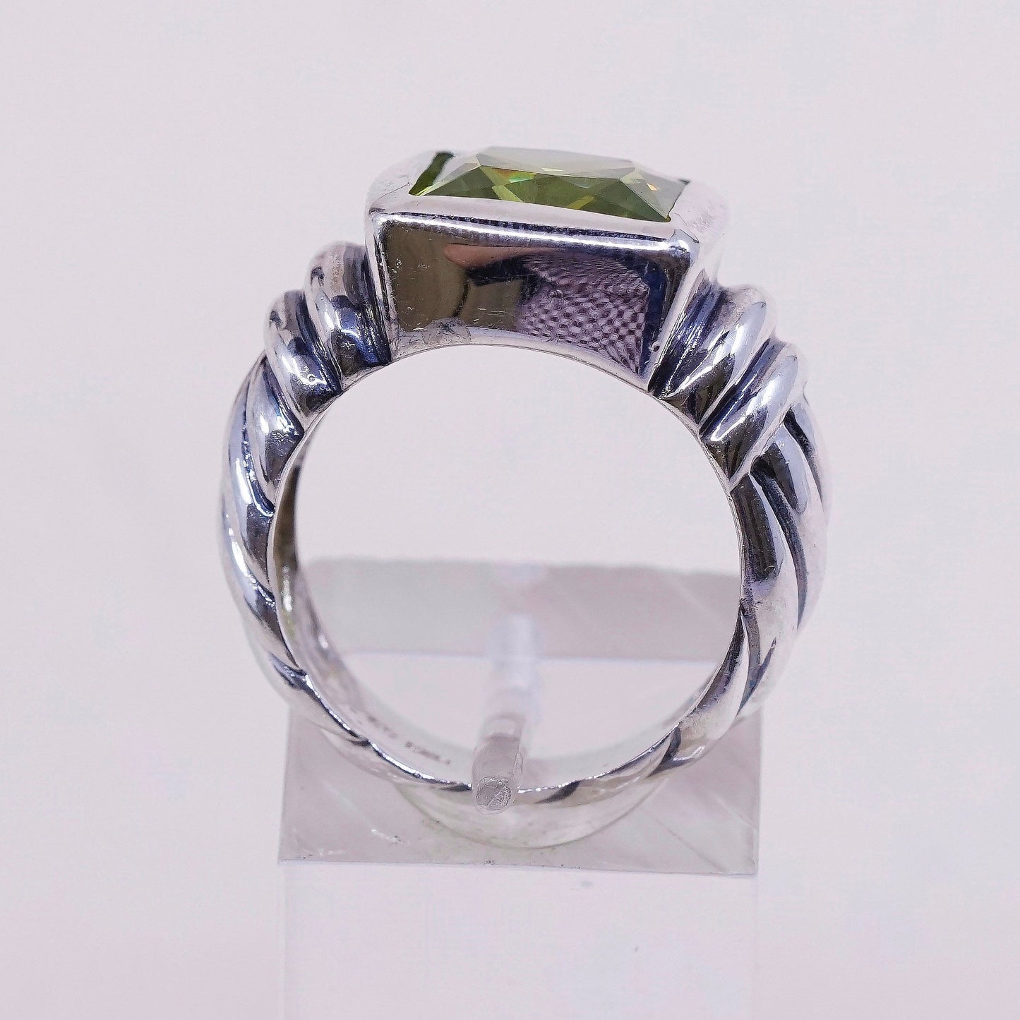 sz 7, vtg sterling 925 silver handmade statement ring with peridot