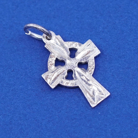 Vintage Ireland Sterling silver handmade pendant, solid 925 silver cross charm