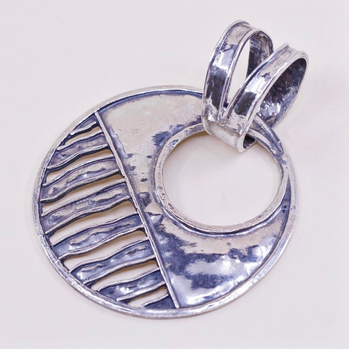 vtg Silpada sterling silver handmade hammered, 925 slide circle pendant