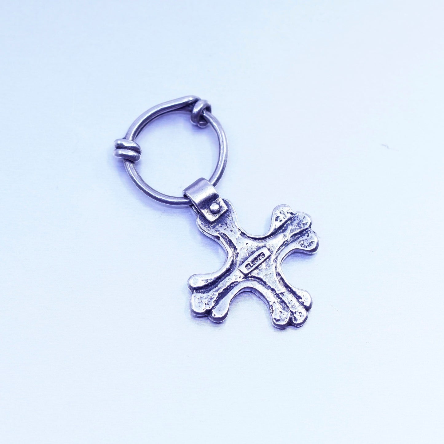 Vintage Israel sterling 925 silver handmade cross pendant charm