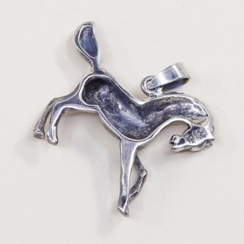 Vtg Sterling Silver Horse handmade Pendant, 925 Silver, Stamped 925