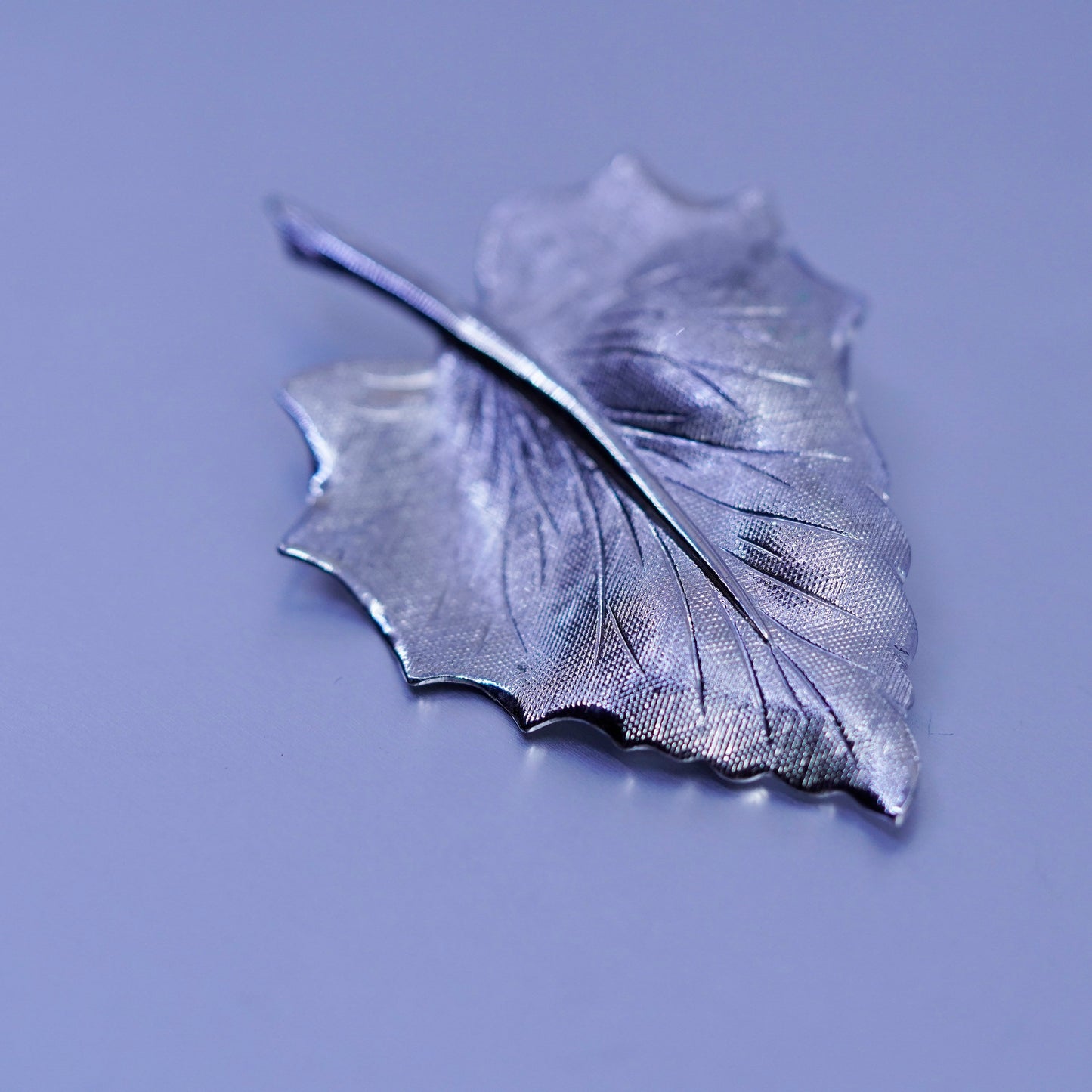 Vintage sterling silver handmade brooch, 925 maple leaf pin