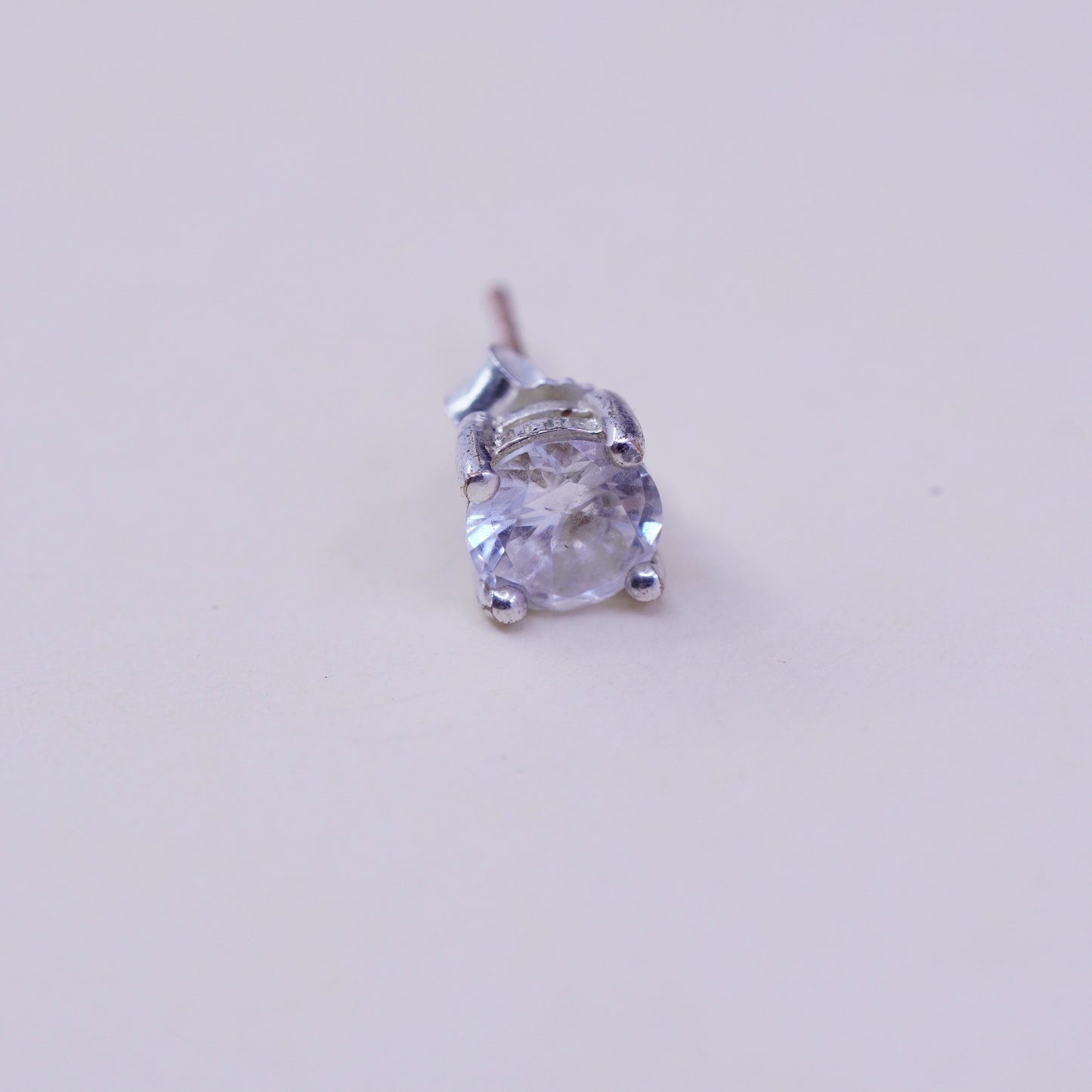 4mm, Vintage sterling silver genuine clear crystal studs, fashion minimalist earrings
