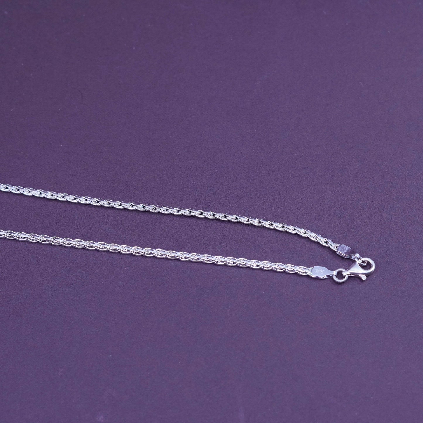 24”, 2mm, vintage Sterling silver flatten anchor chain, 925 necklace