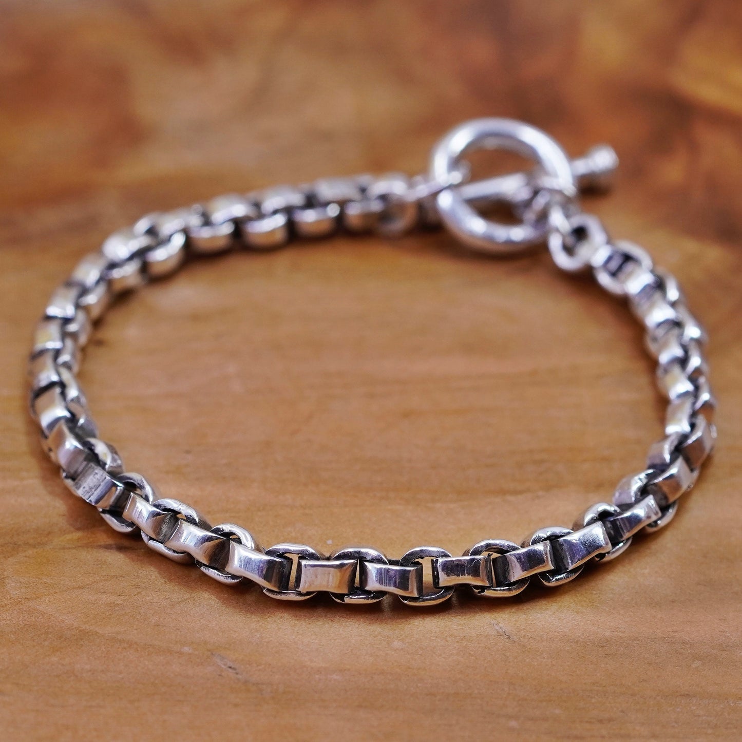 7.25”, 5mm, vintage Sterling silver handmade bracelet, Italy bold 925 box chain