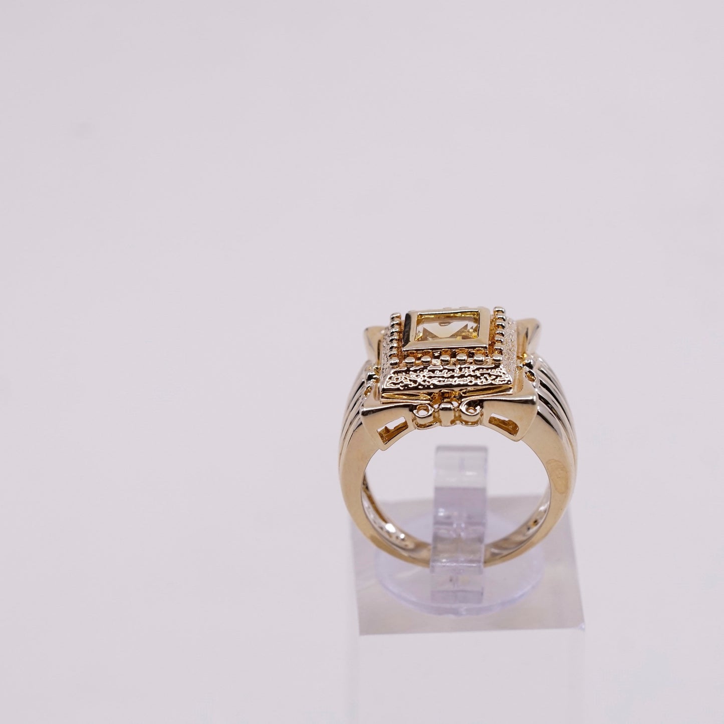 sz 6, vermeil gold over sterling silver citrine 925 statement cocktail ring