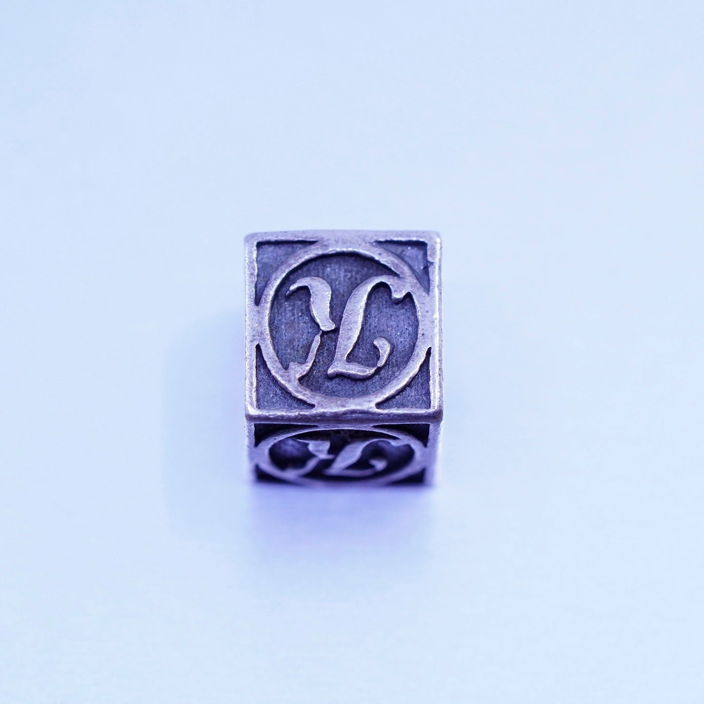 Antique Michael Anthony Sterling 925 silver initial K cube charm pendant