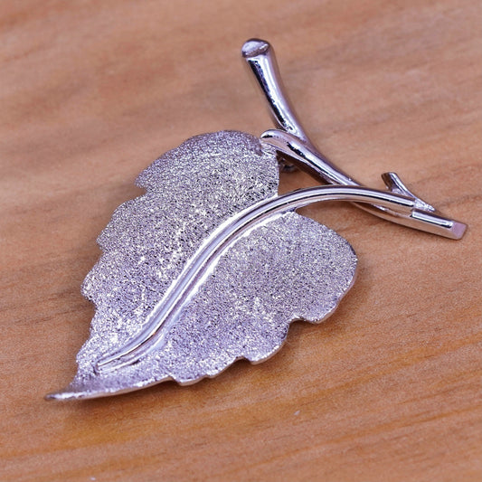 Vintage danecraft handmade sterling 925 silver glittering leaf brooch