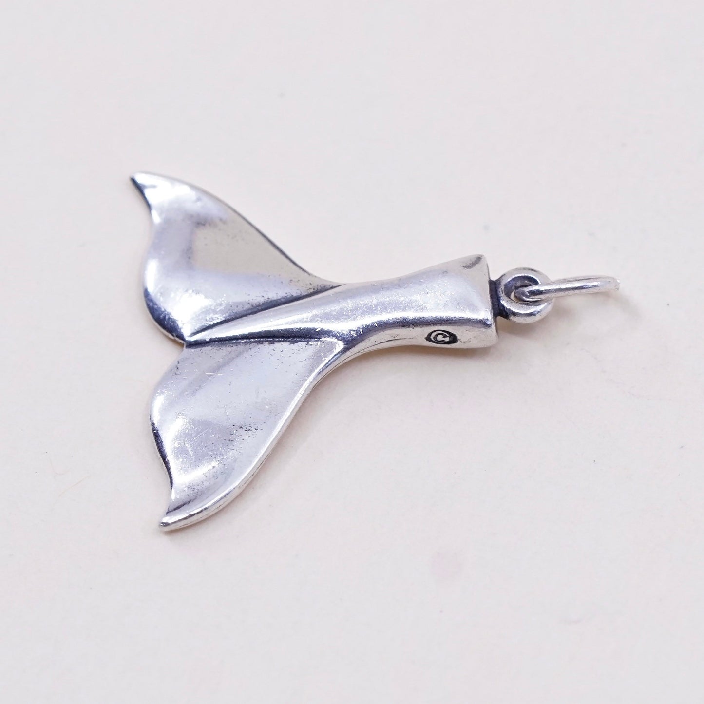 Vintage Sterling silver handmade pendant, solid 925 silver whale