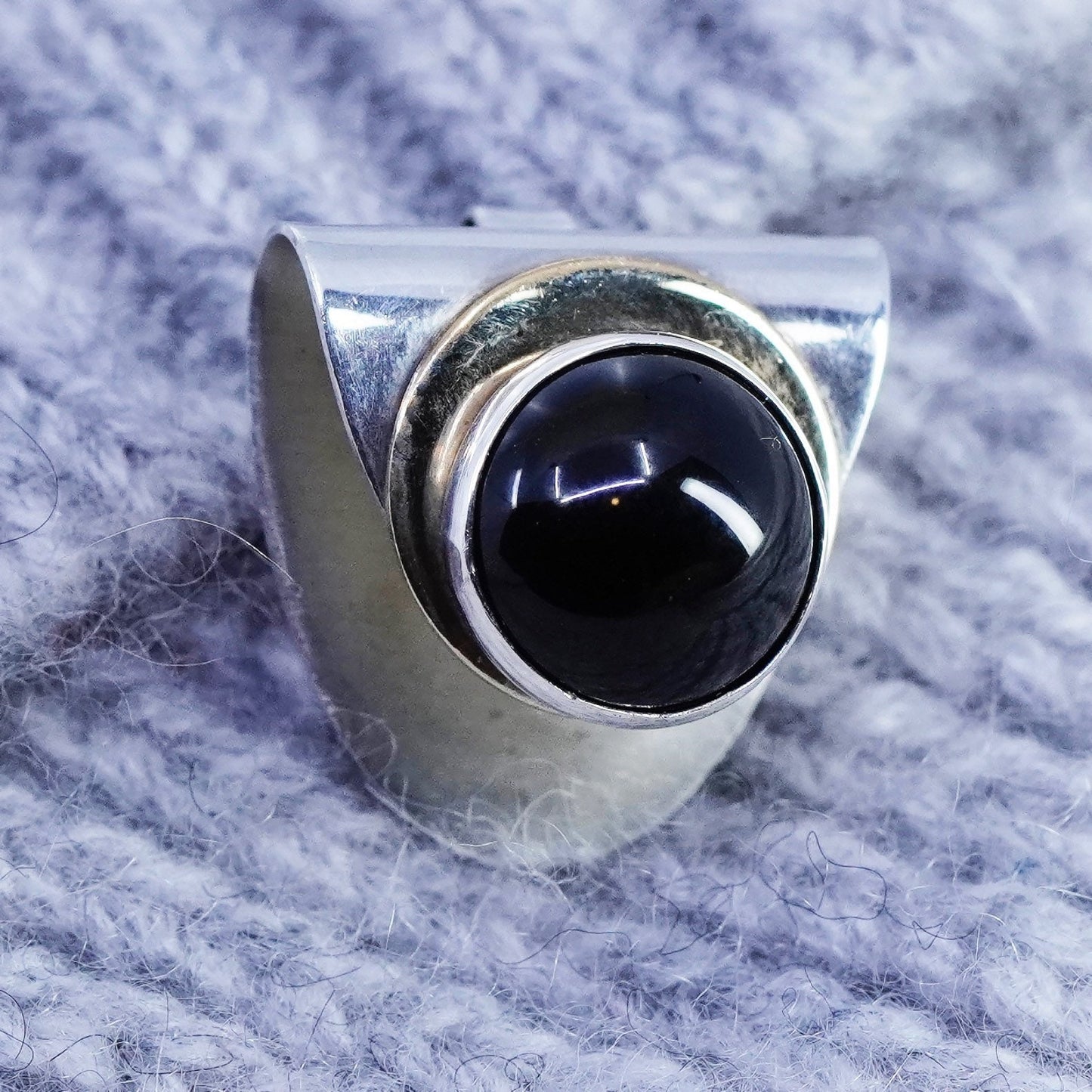 vintage PJP handmade modern sterling 925 silver pendant with black onyx