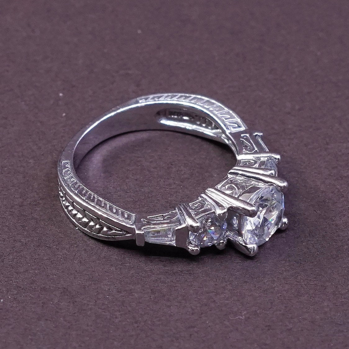 sz 6, vtg Sterling silver engagement ring, 925 w/ clear Swarovski crystal ring