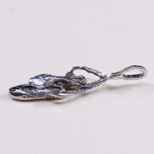 Vintage Sterling Silver Ballerina Shoes Pendant Charm, Silver Tested