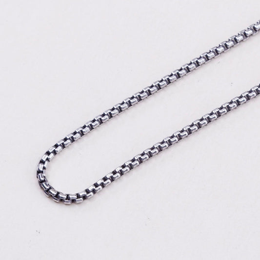 16”, 2mm, Vintage sterling silver Italy 925 silver box chain, necklace