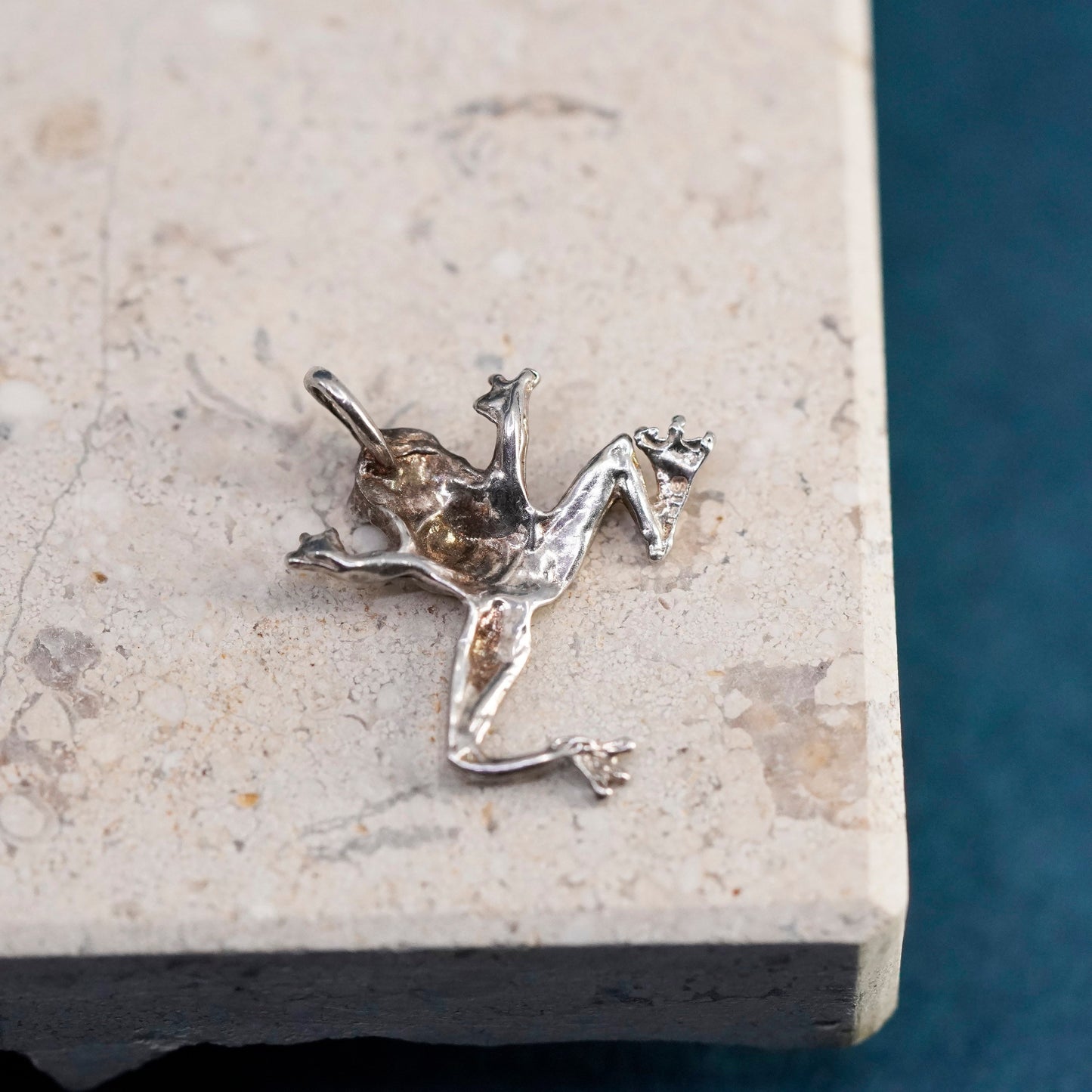 Sterling silver handmade pendant, 925 frog