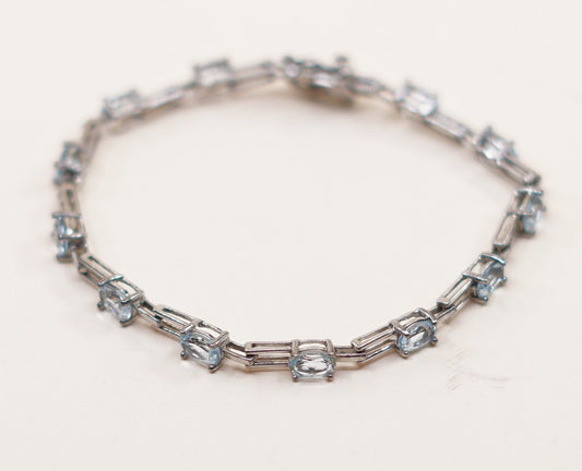 7", VTG Sterling silver fashionable tennis bracelet, 925 Link chain with topaz