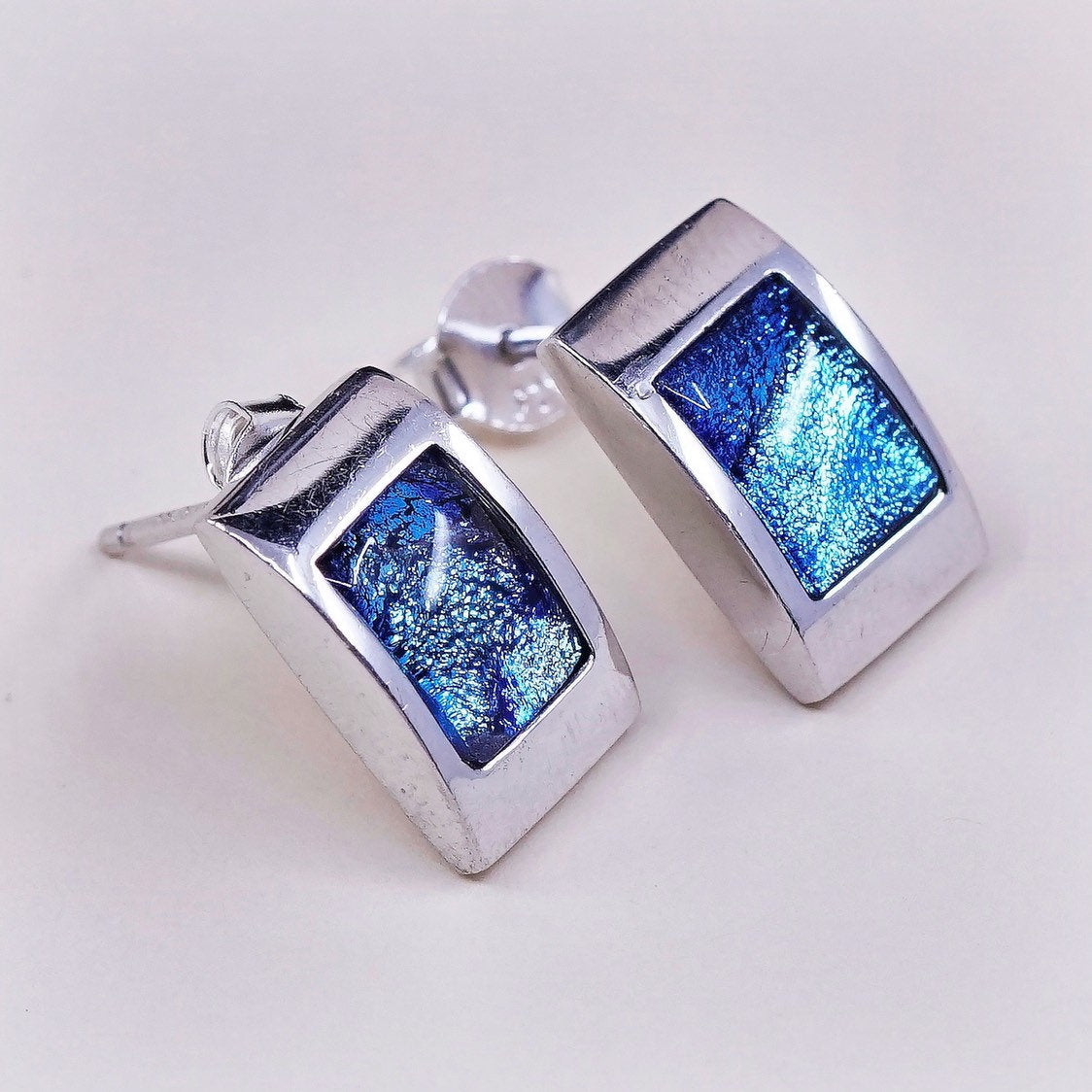 sarah's hope jewelry, sterling 925 silver earrings w/ Foiled glass