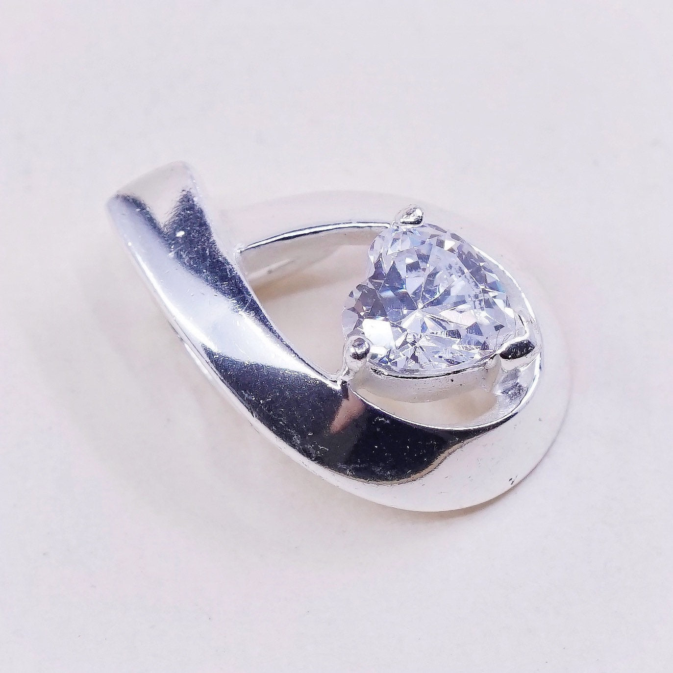 Sterling silver pendant, 925 w/ teardrop crystal “embrace dreams, follow heart”