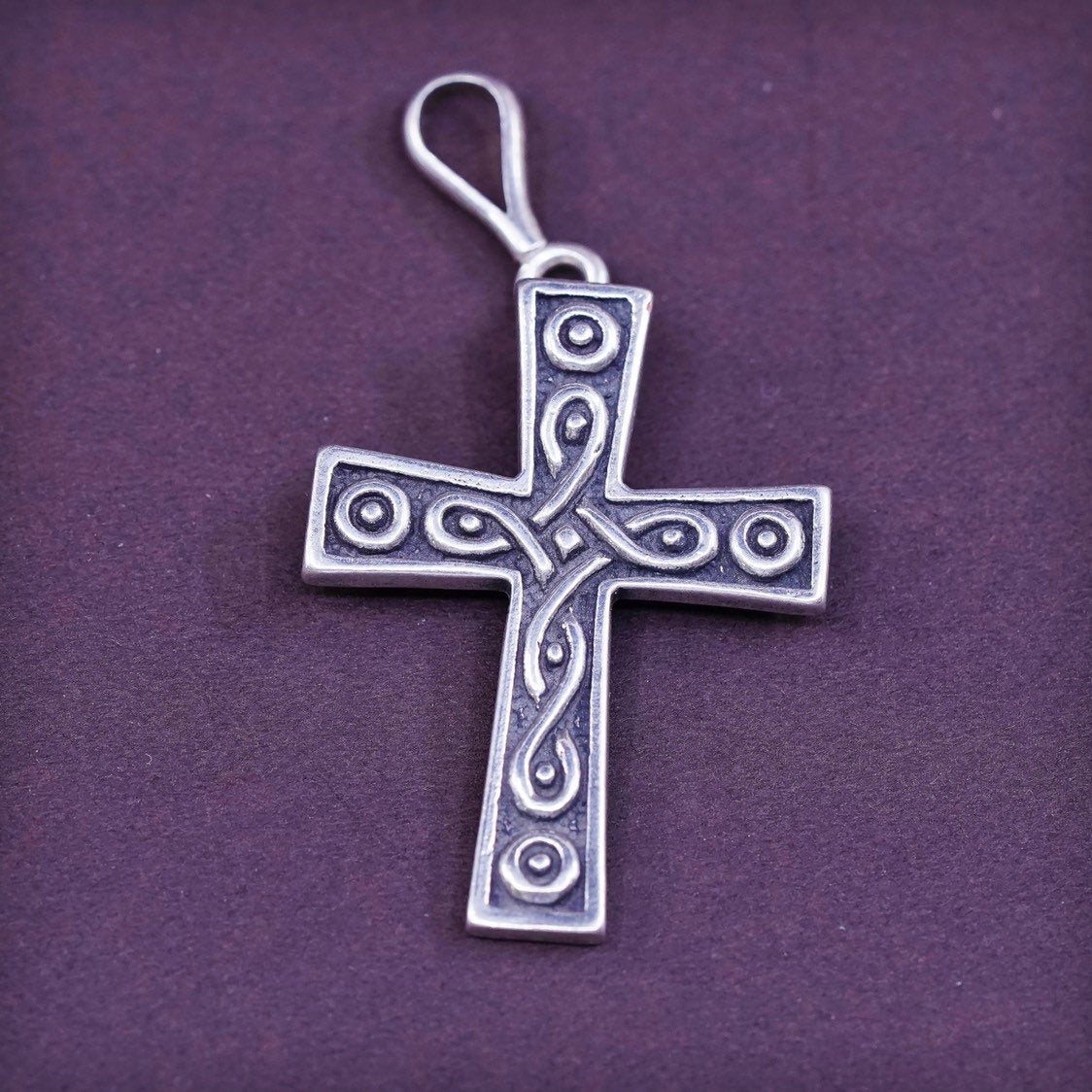 vtg Sterling silver handmade pendant, 925 filigree cross