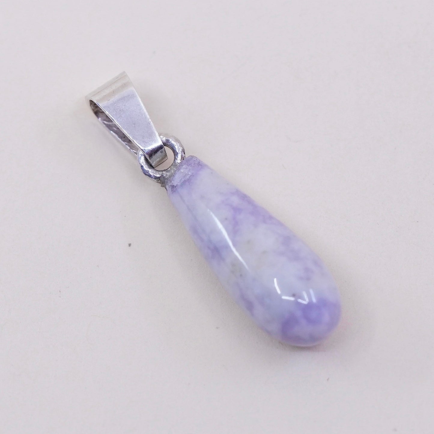 Vintage Sterling 925 silver handmade pendant with teardrop amethyst