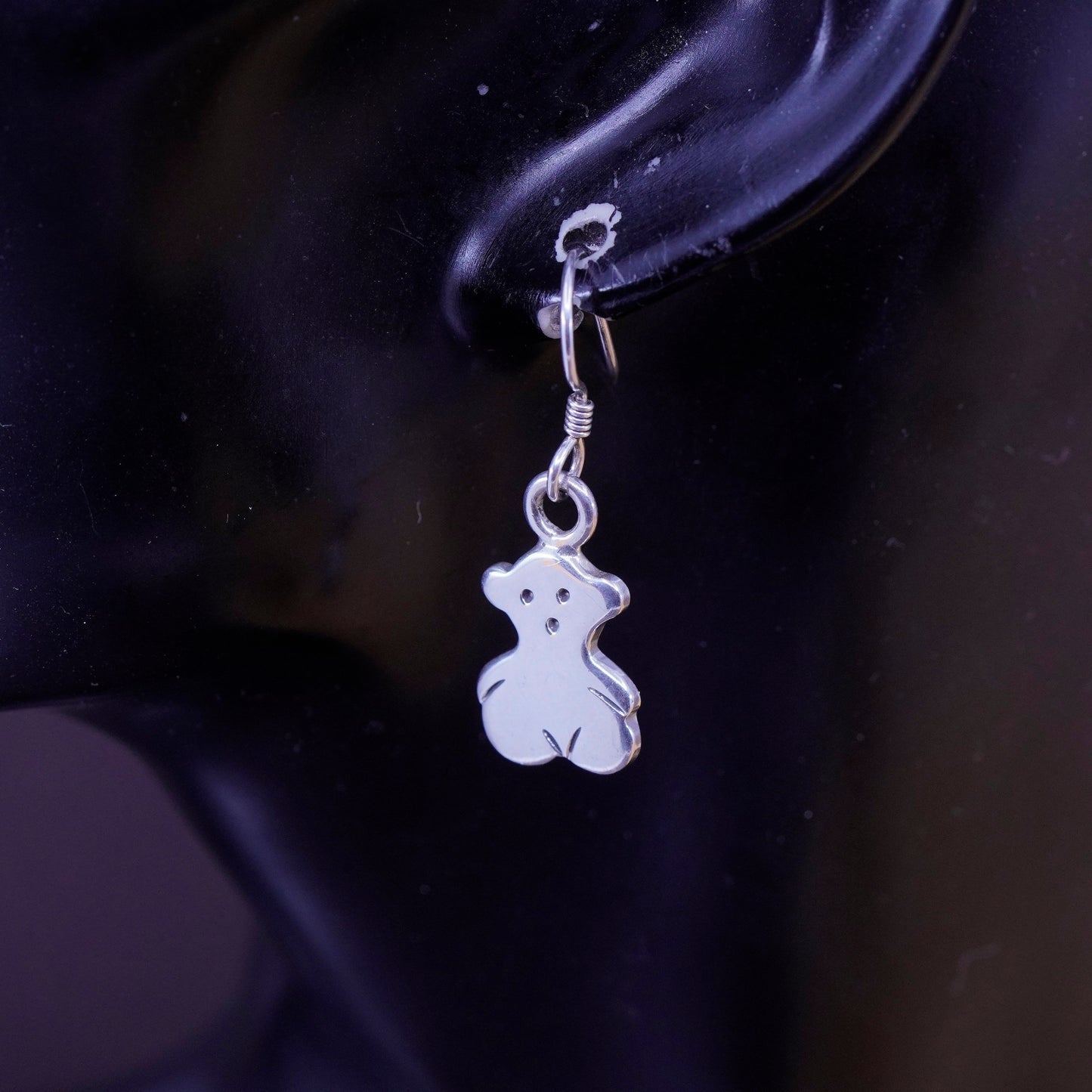 Vintage 925 Sterling silver bear handmade earrings