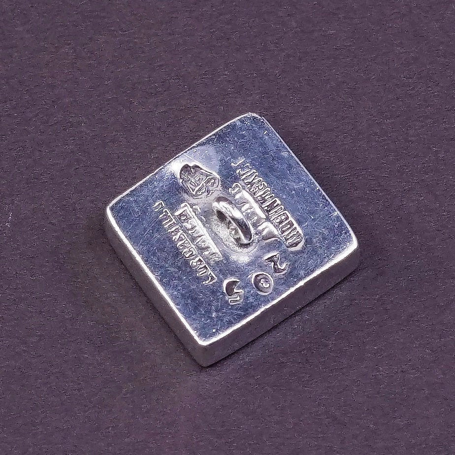 vtg sterling silver handmade pendant, 925 square, stamped 925 mexico