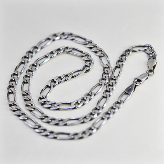 18”, 5mm, Vintage sterling silver figaro chain, bold 925 men’s necklace