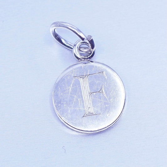 Antique Sterling 925 silver charm, initial monogram “F”