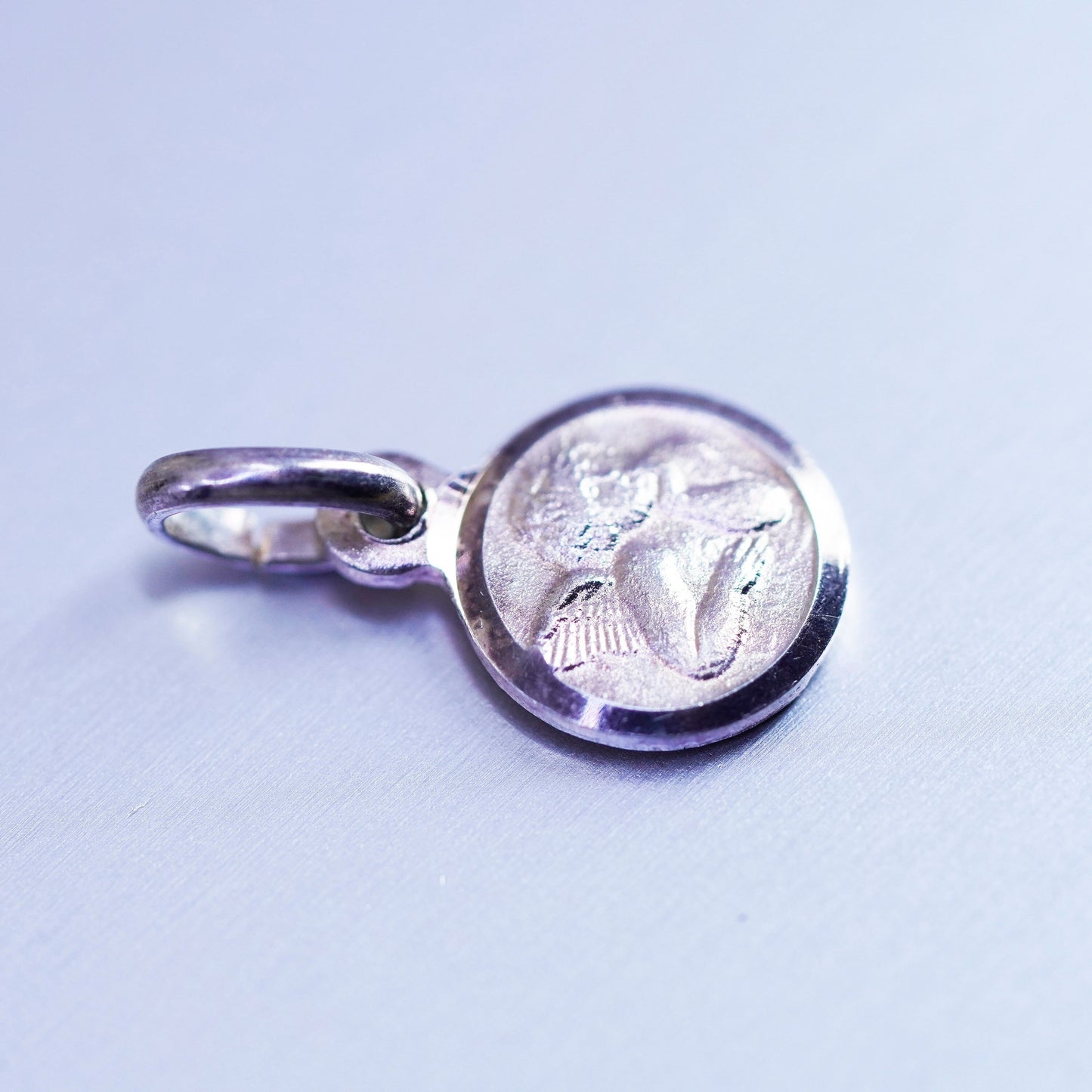 Antique Sterling silver handmade charm, 925 Angel pendant