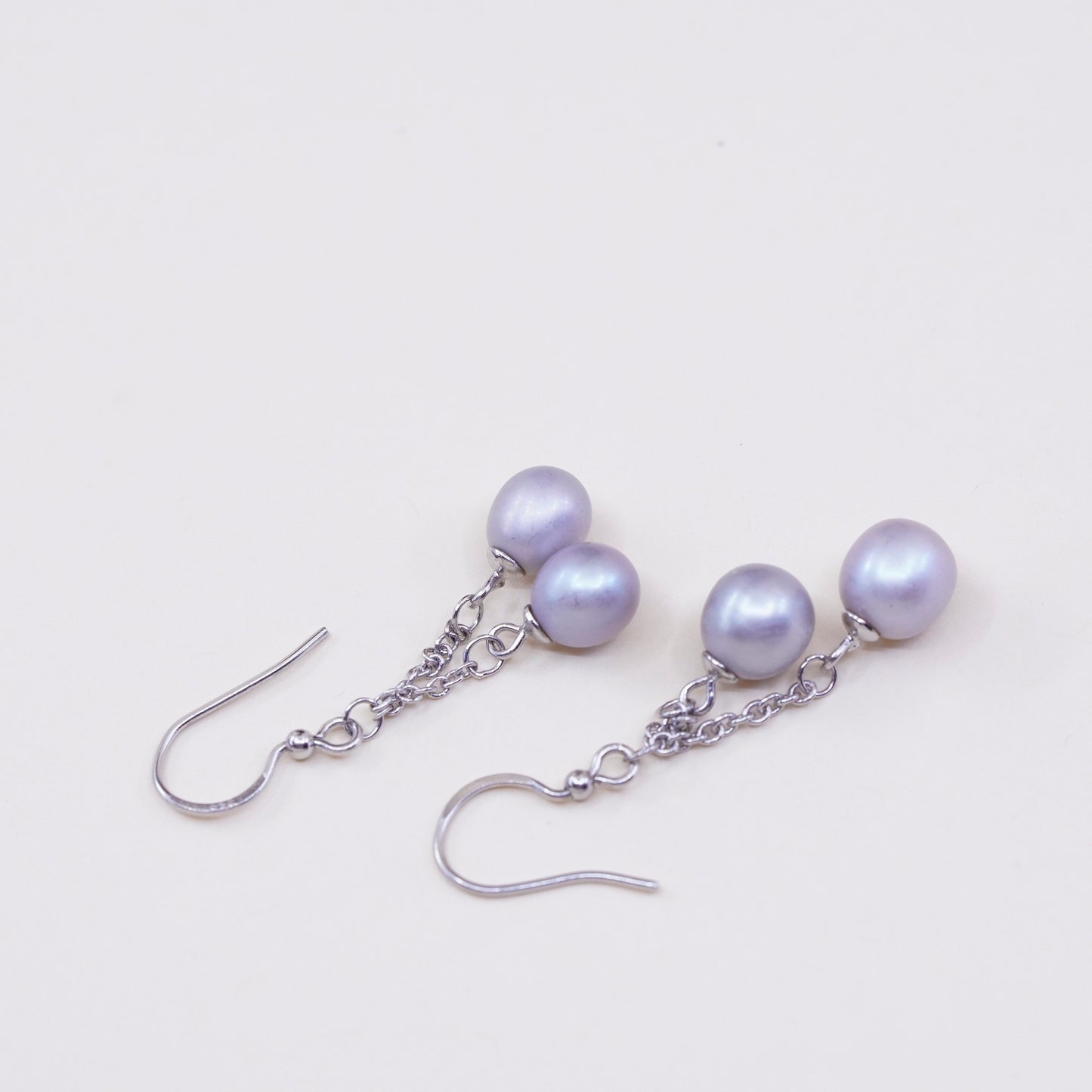 Vintage sterling 925 silver handmade earrings with pearl dangles