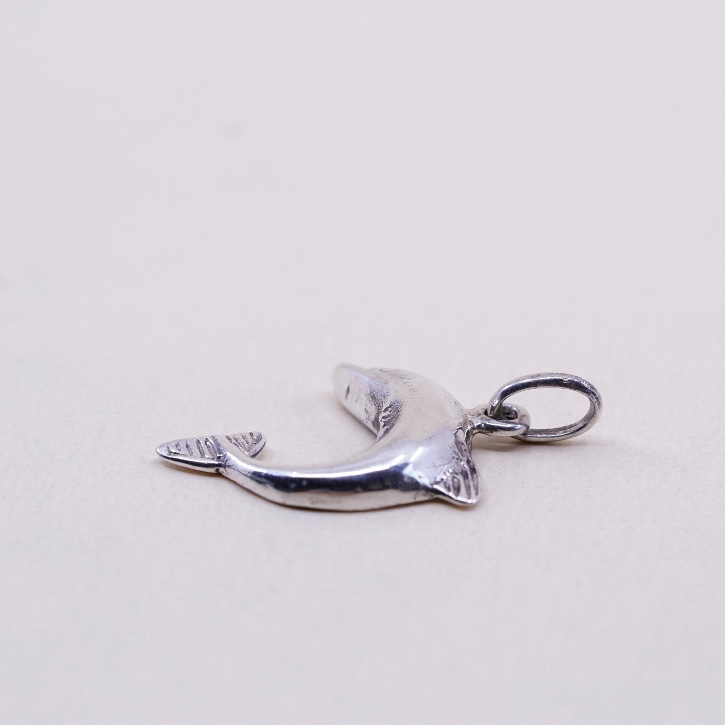 Vintage sterling silver dolphin pendant, 925 charm