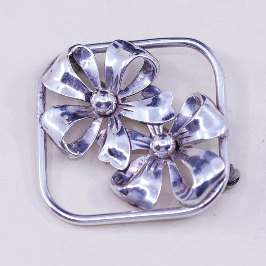 Vintage Beau Sterling silver handmade brooch, 925 ribbon bow tie pin