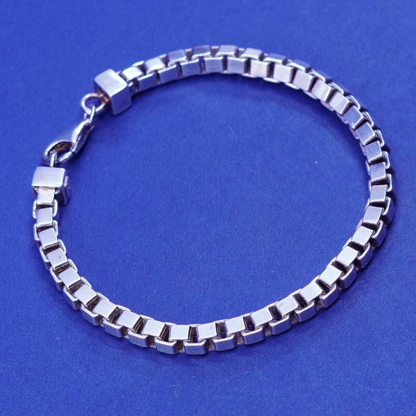 7.5”, vintage Milor Sterling silver handmade bracelet, Italy bold 925 box chain