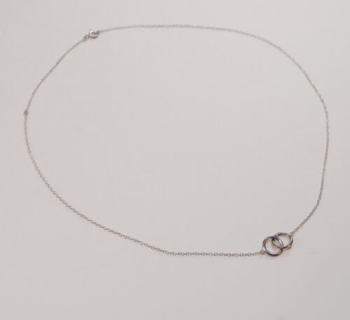 18” 1mm, Vtg Sterling Silver Necklace, 925 Circle Chain W/ Circle Pendant