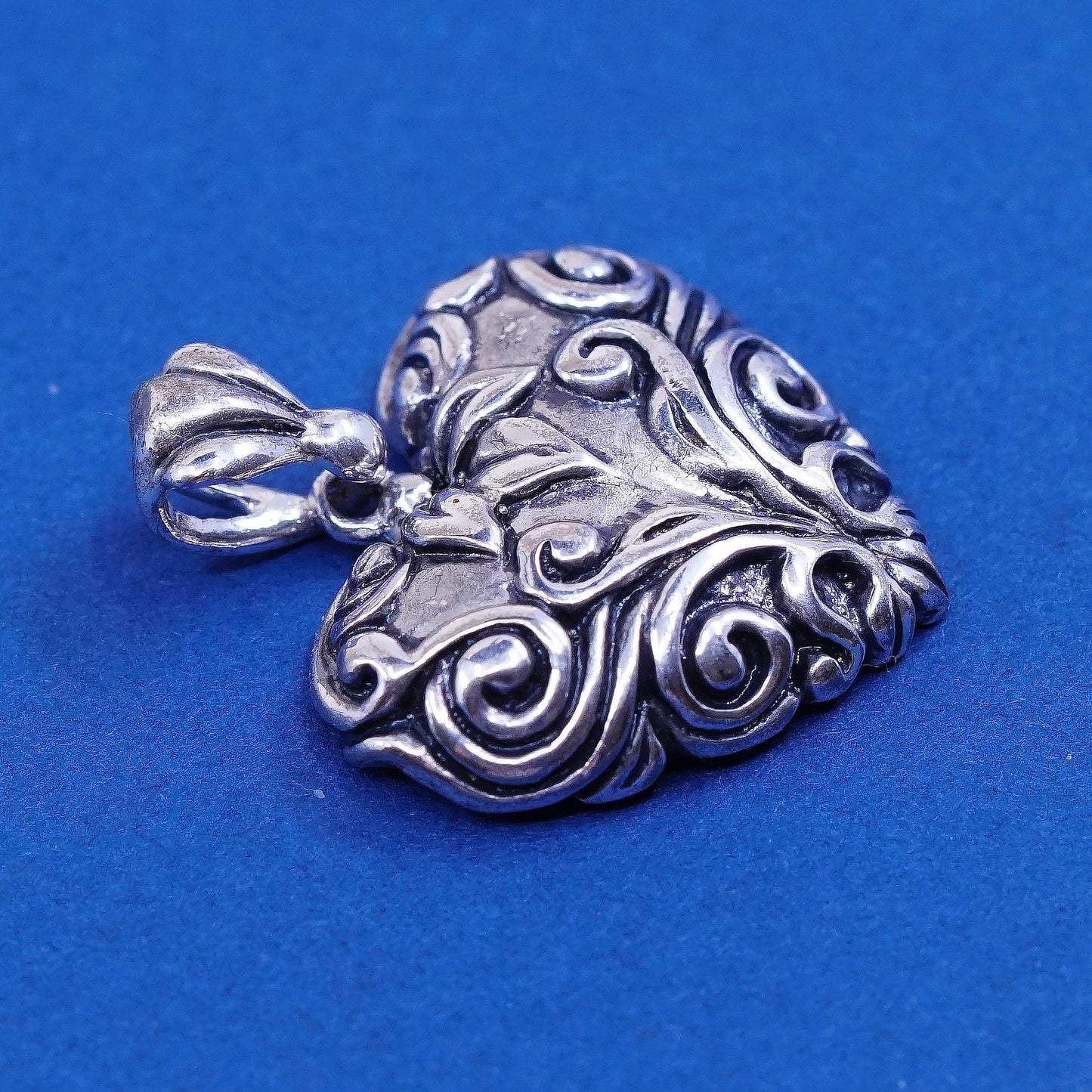 vtg Sterling silver handmade pendant, 925 filigree heart