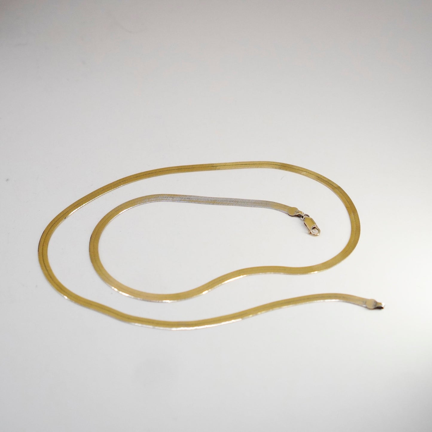 30”, vermeil gold over sterling silver necklace, Canada 925 herringbone chain